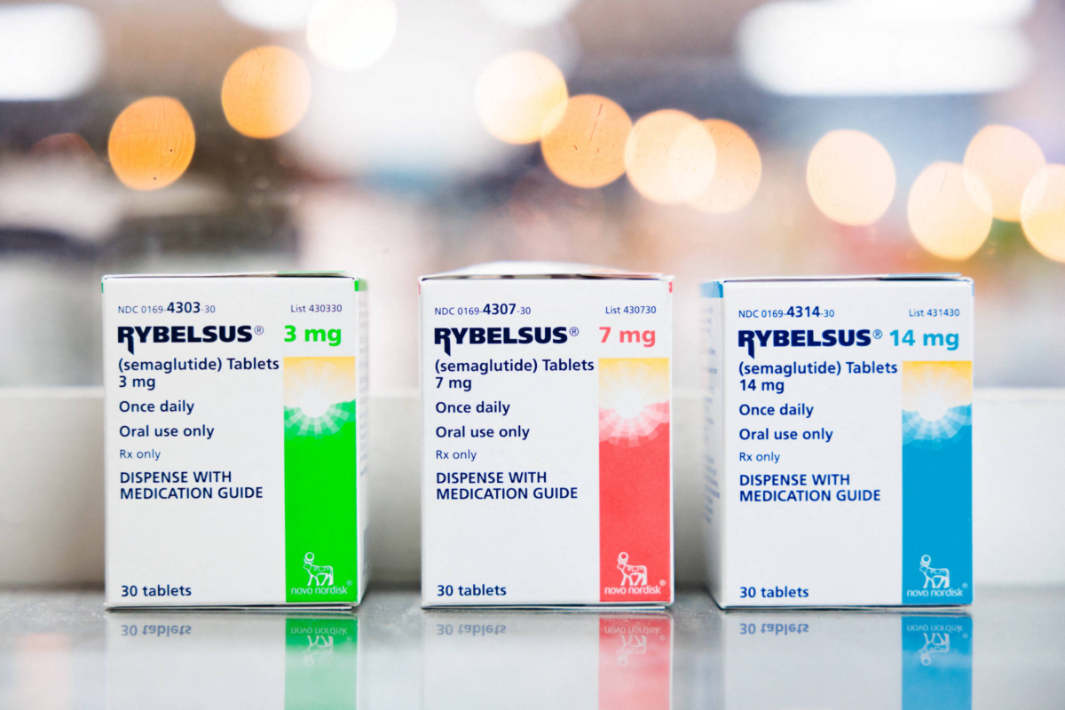 Rybelsus for weight loss tablets on a clean surface showing professional medical packaging for fat burn support