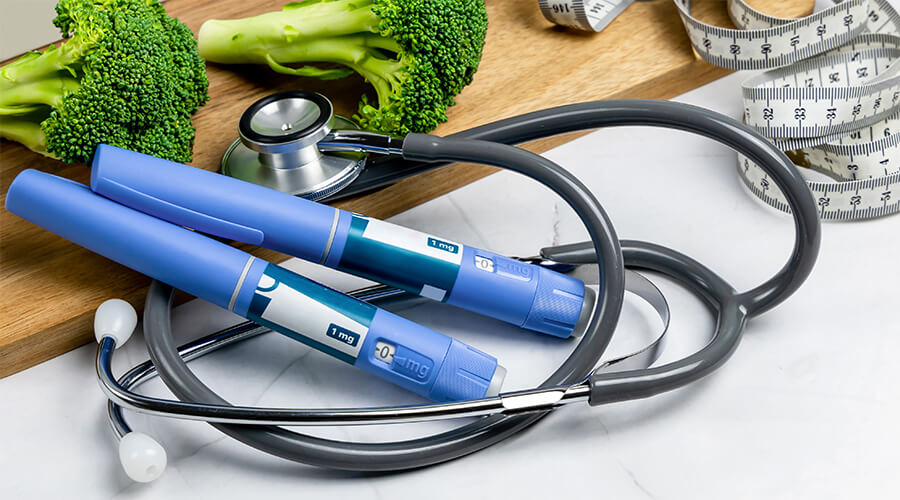 A complete GLP-1 medication order kit including weight loss therapy essentials