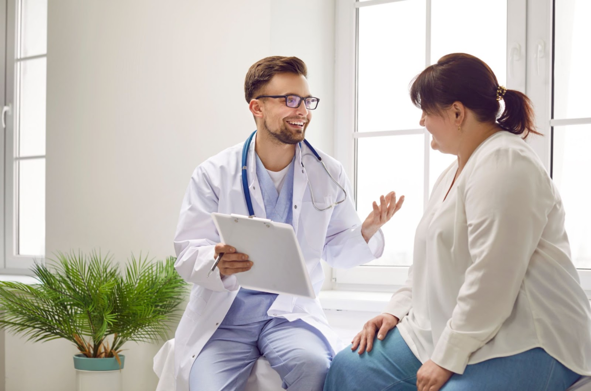 Clinical consultation discussing tirzepatide bnf weight loss benefits for patients